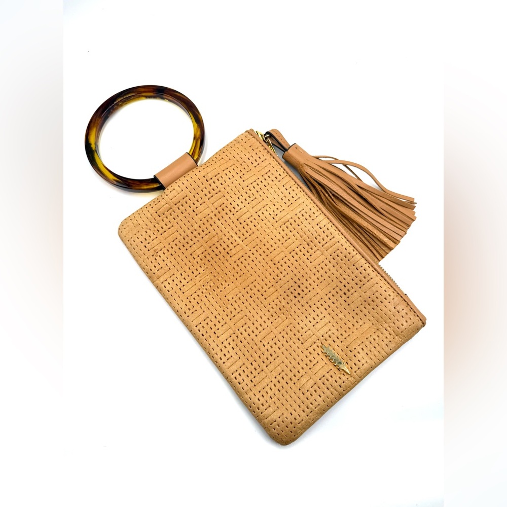 Thacker Tan Leather Wristlet/Clutch